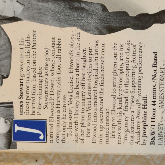 Harvey VHS Movie Video Tape with James Stewart from 1950 Film - Picture 3 of 4